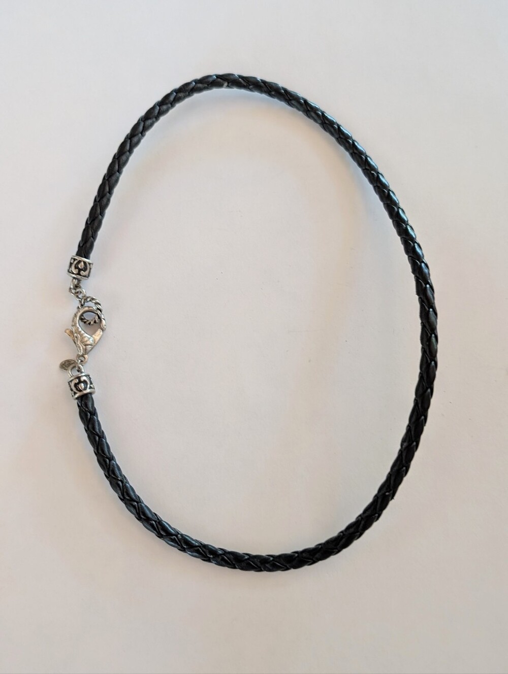 Vintage Premier Designs Silver Tone Heavy Braided Leather 18" Unisex Necklace